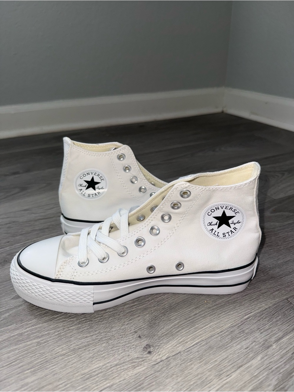 Converse White Platform Chuck Taylor High Top Sneakers - Picture 3 of 6